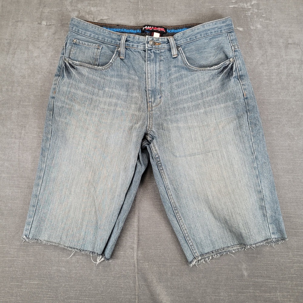 Hawk‎ Jeans Men's Size 34 Light Wash Denim Cut Off Shorts Skater